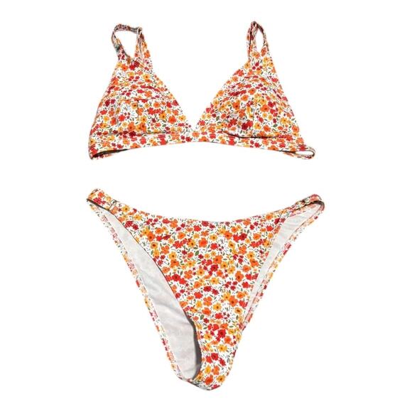 Orange & Red Floral Bikini Size M - Picture 1 of 5